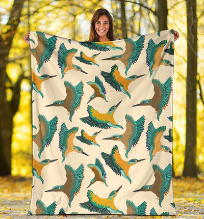 Kingfisher Pattern Print Design 02 Premium Blanket