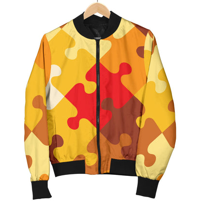 Puzzle Pattern Print Design A01 Men Bomber Jacket