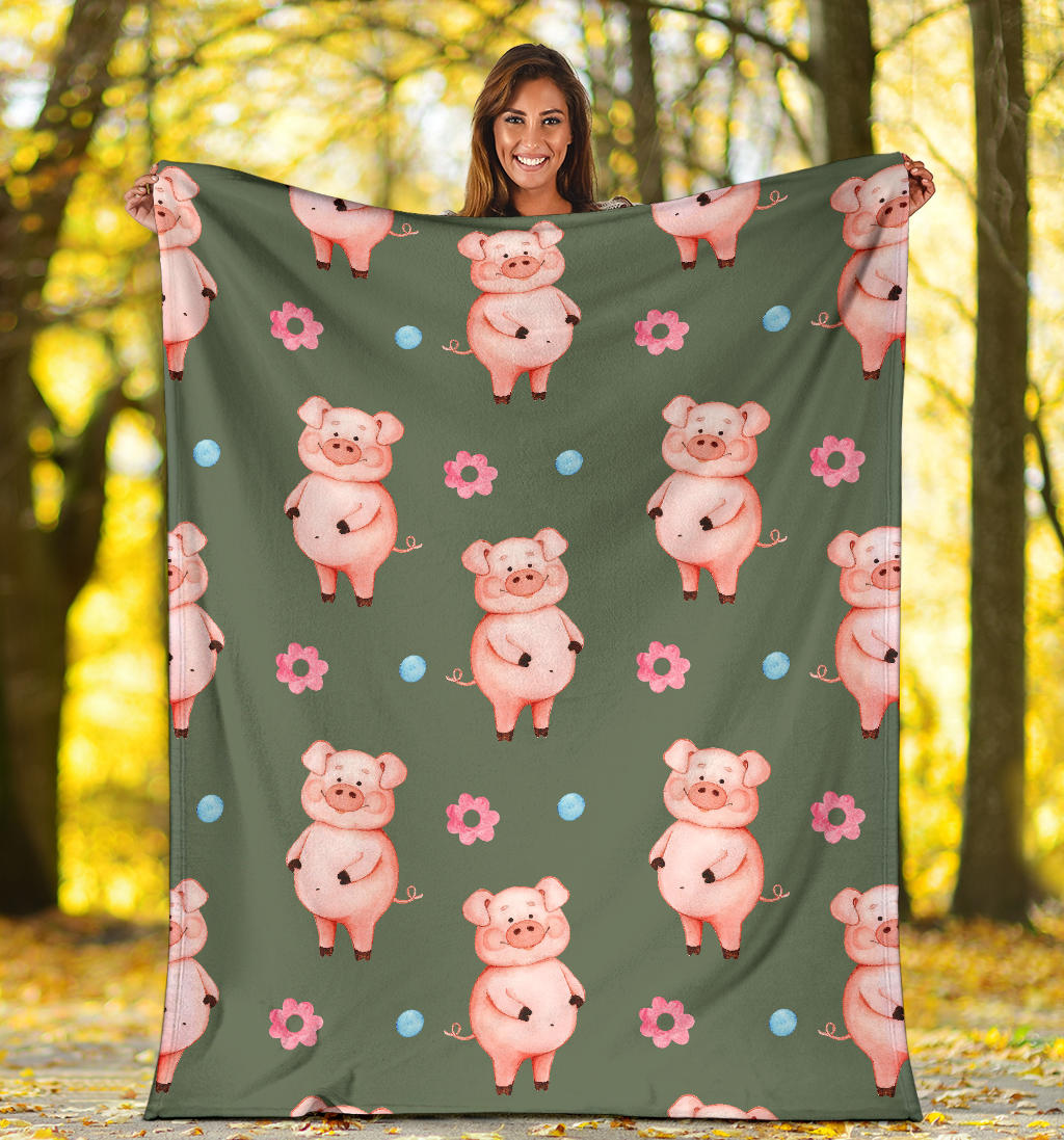 Pig Pattern Print Design 03 Premium Blanket