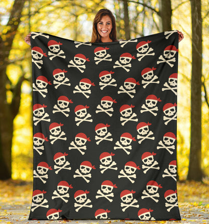 Pirate Pattern Print Design A04 Premium Blanket
