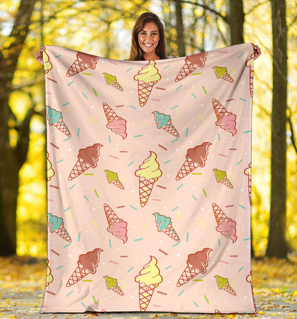 Ice Cream Pattern Print Design 02 Premium Blanket