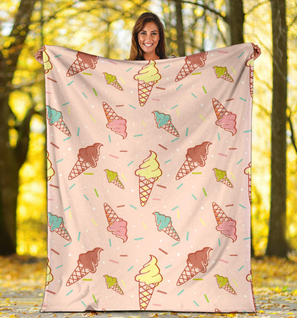 Ice Cream Pattern Print Design 02 Premium Blanket