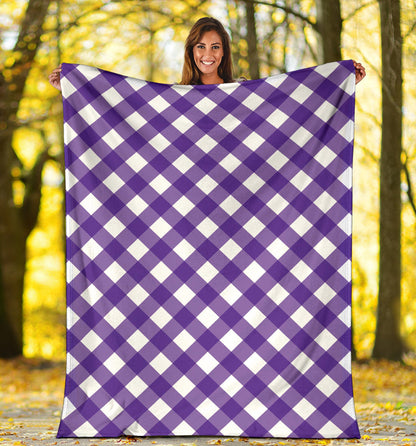 Gingham Purple Pattern Print Design 03 Premium Blanket