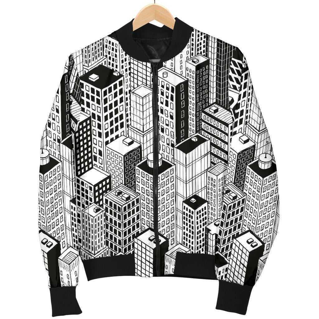 City Pattern Print Design 02 Men Bomber Jacket