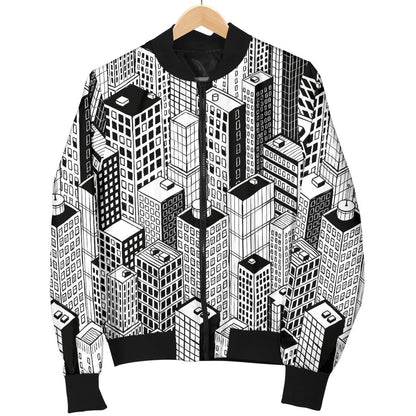 City Pattern Print Design 02 Men Bomber Jacket