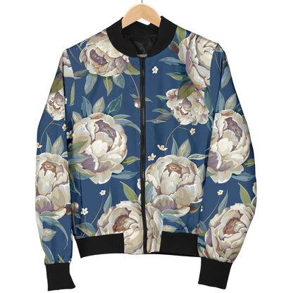 Peony Pattern Print Design A03 Men Bomber Jacket