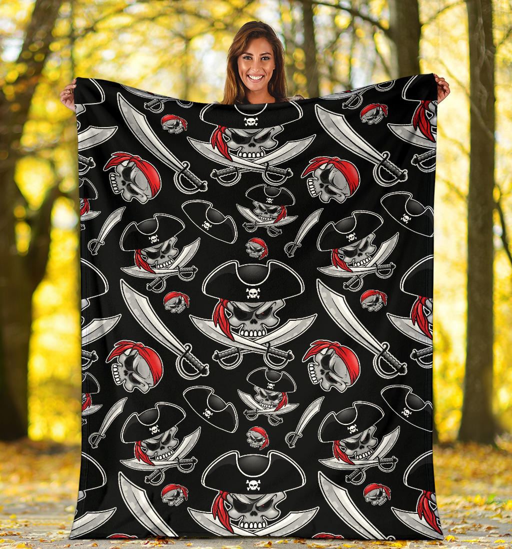 Pirate Pattern Print Design A05 Premium Blanket
