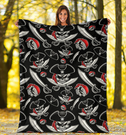 Pirate Pattern Print Design A05 Premium Blanket