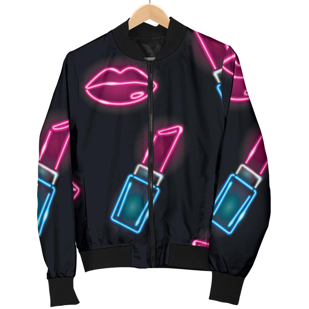Lipstick Color Neon Pattern Print Design 03 Men Bomber Jacket