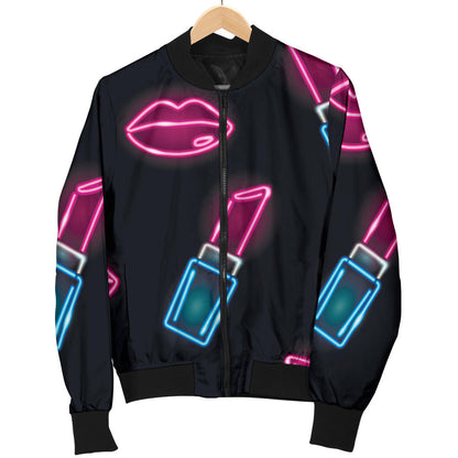 Lipstick Color Neon Pattern Print Design 03 Men Bomber Jacket
