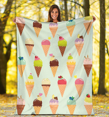 Ice Cream Pattern Print Design 03 Premium Blanket
