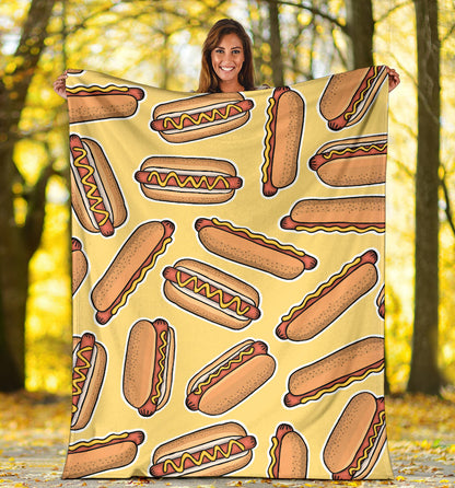 Hot Dog Pattern Print Design 01 Premium Blanket