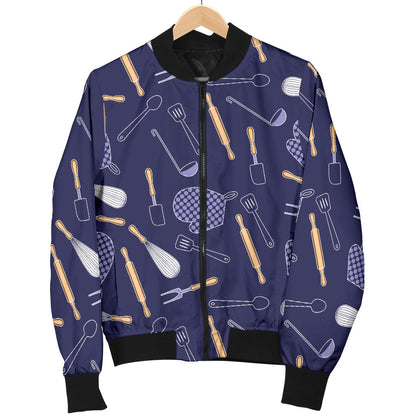 Cooking Kitchen Tools Pattern Print Design 04 Men Bomber Jacket