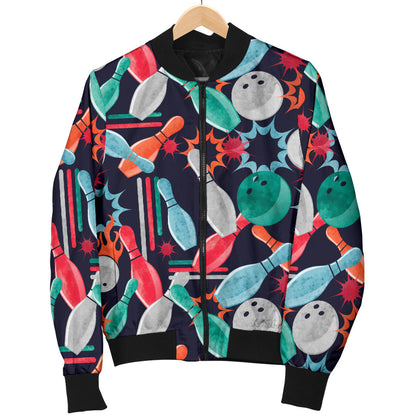 Bowling Pattern Print Design 08 Men Bomber Jacket