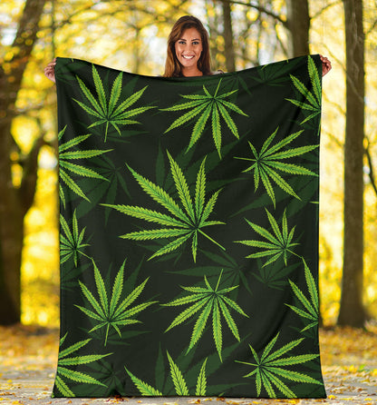 Pot Leaf Pattern Print Design A03 Premium Blanket
