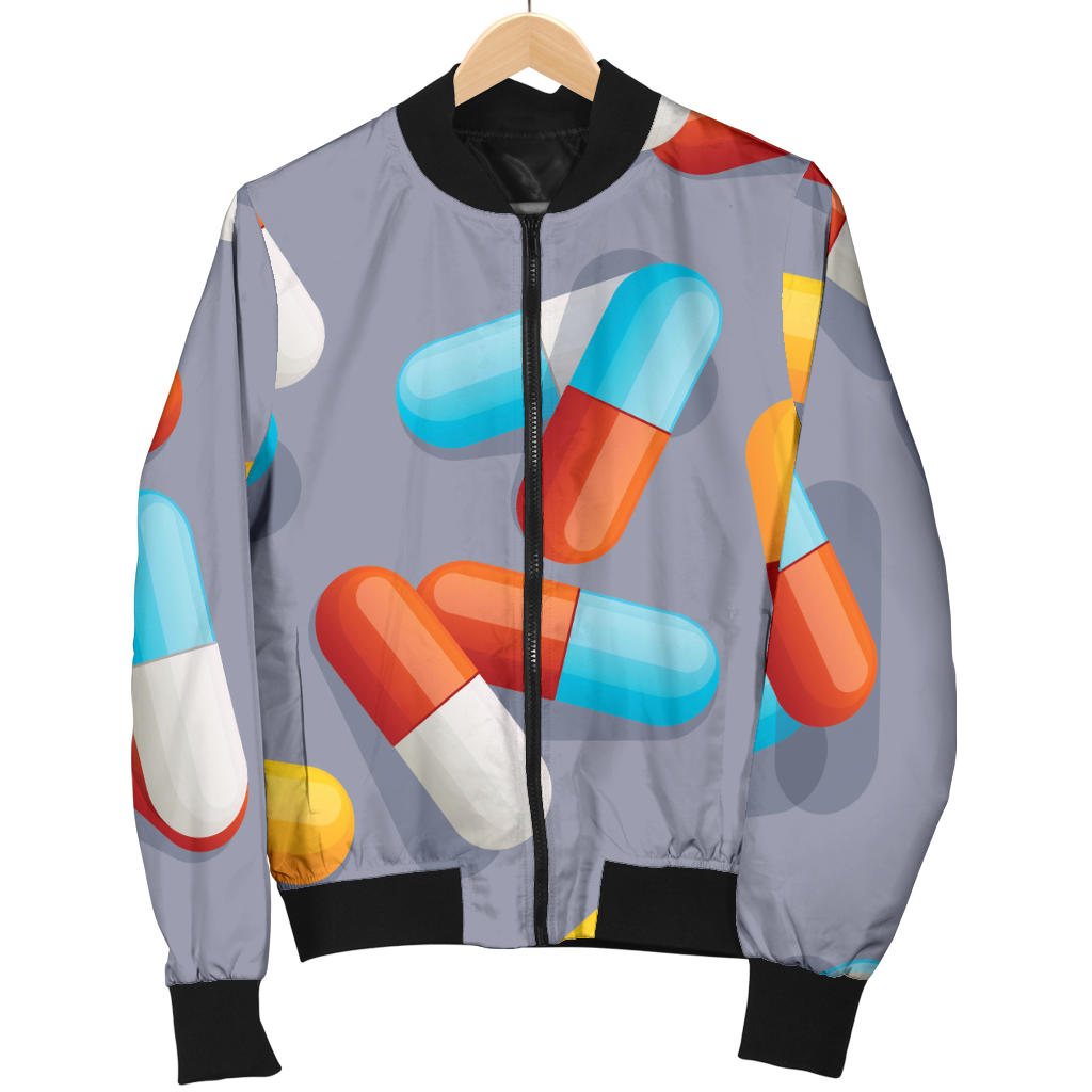 Pill Pattern Print Design A01 Men Bomber Jacket
