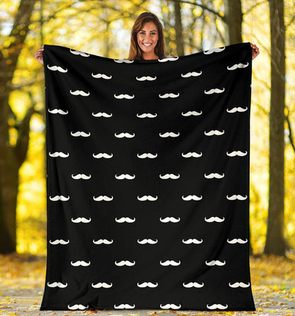 Mustache Pattern Print Design A04 Premium Blanket
