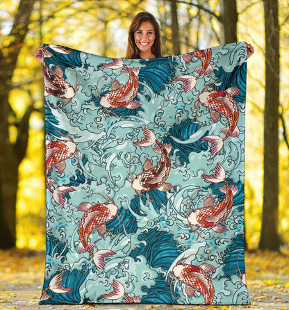 KOI Fish Pattern Print Design 05 Premium Blanket