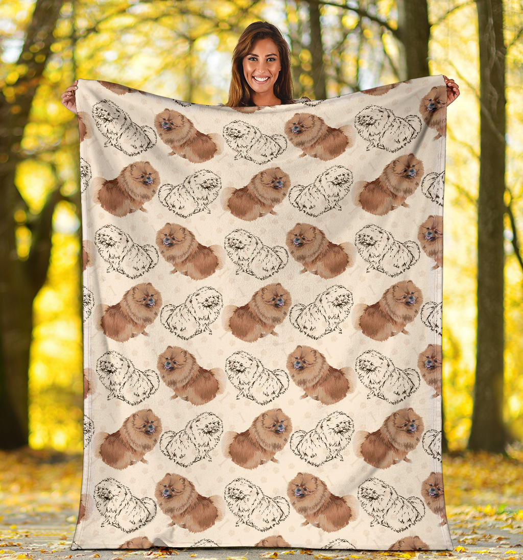 Pomeranians Pattern Print Design A01 Premium Blanket