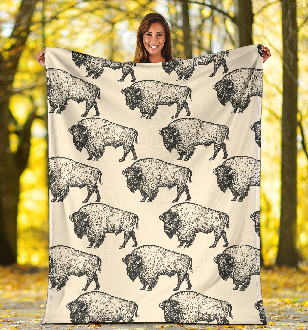 Bison Pattern Print Design 02 Premium Blanket
