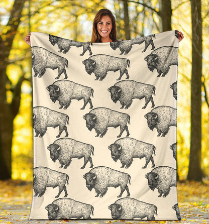 Bison Pattern Print Design 02 Premium Blanket