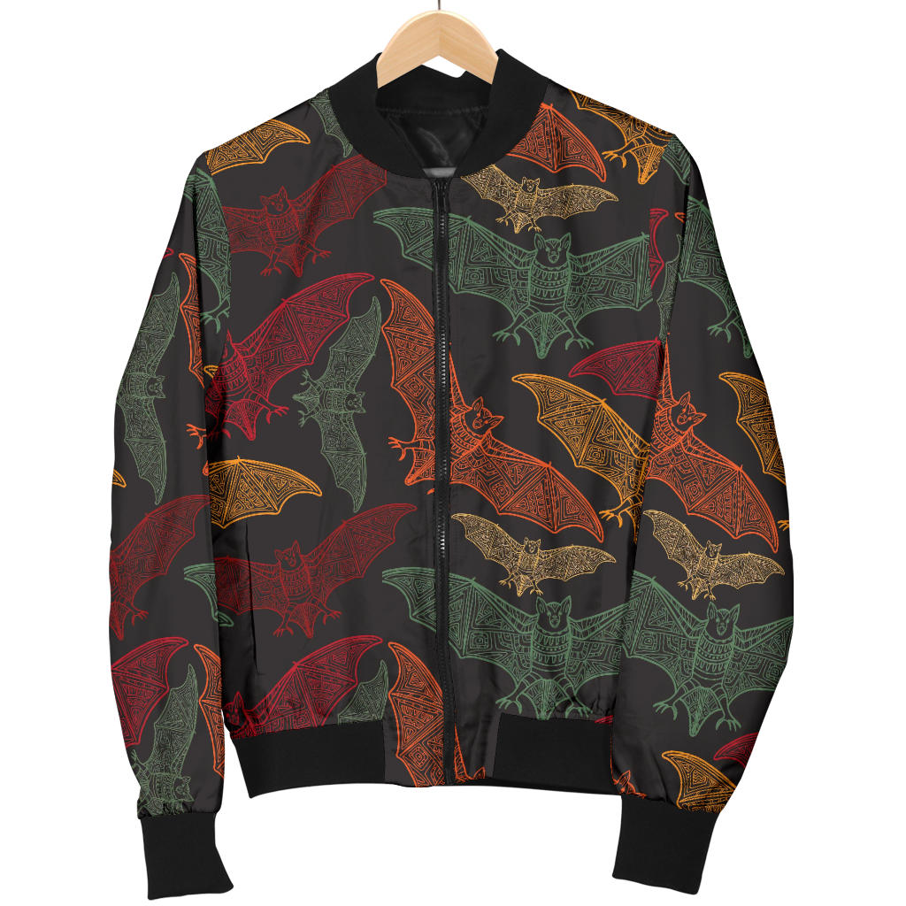 Bat Tribal Pattern Print Design 03 Men Bomber Jacket