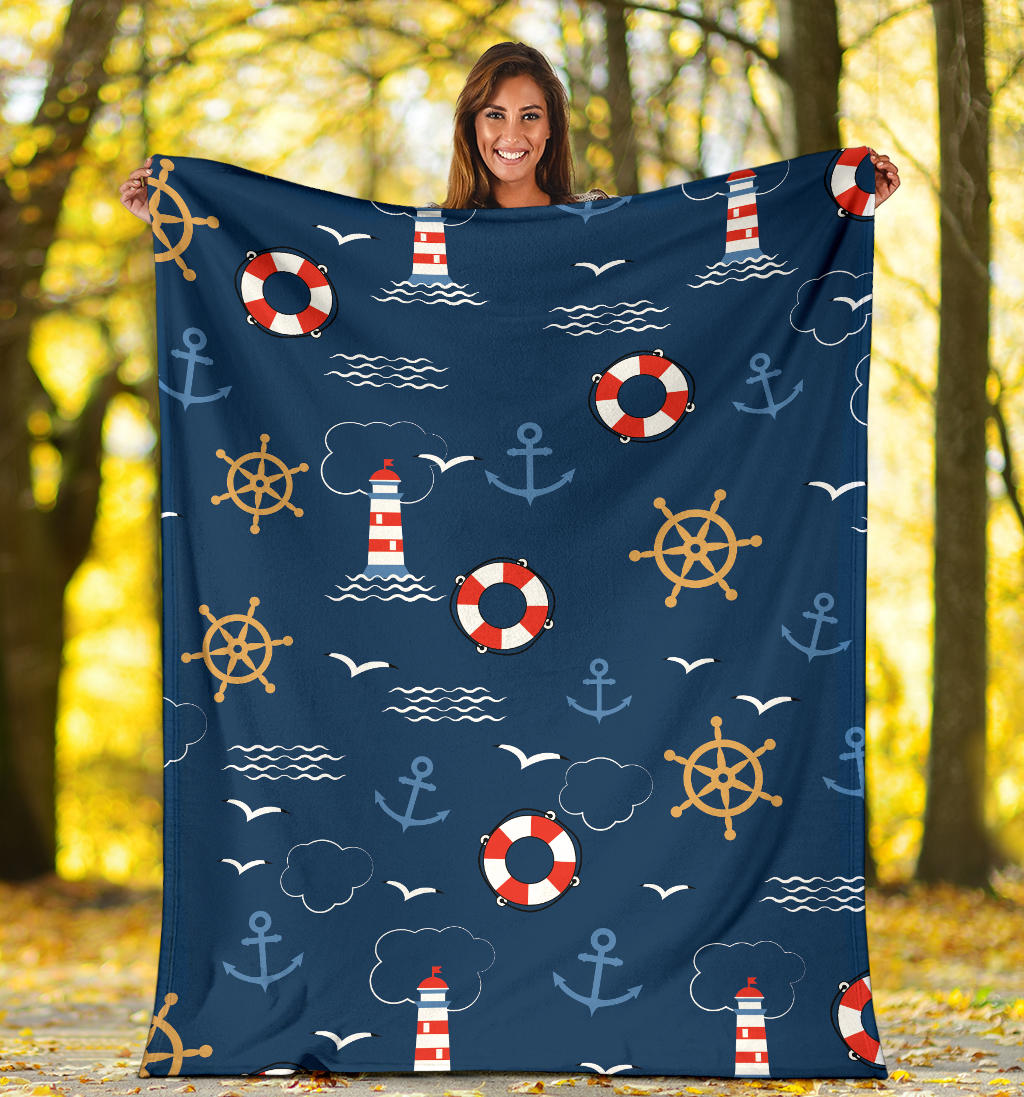 Nautical Pattern Print Design A06 Premium Blanket