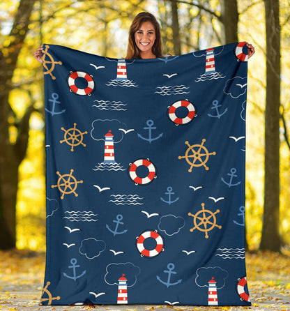 Nautical Pattern Print Design A06 Premium Blanket