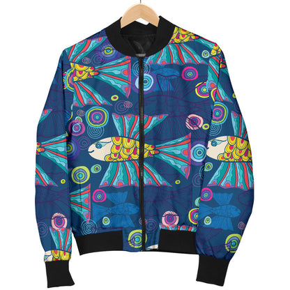Flying Fish Pattern Print Design 01 Men Bomber Jacket