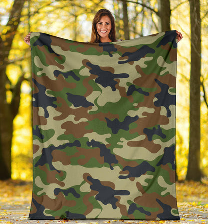 Army Camouflage Pattern Print Design 01 Premium Blanket