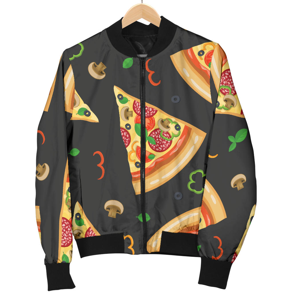 Pizza Pattern Print Design A02 Men Bomber Jacket