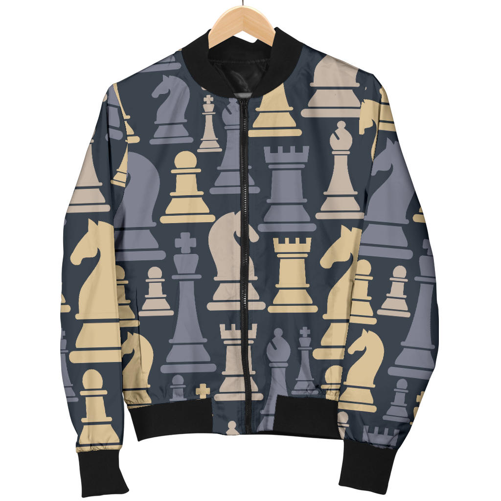Chess Pattern Print Design 04 Men Bomber Jacket