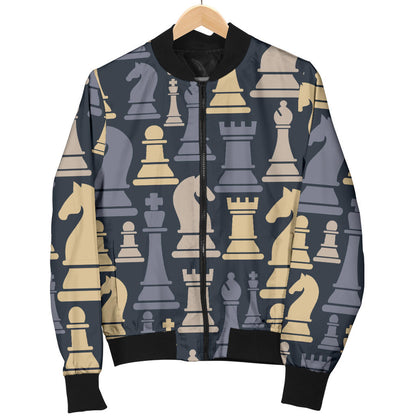 Chess Pattern Print Design 04 Men Bomber Jacket