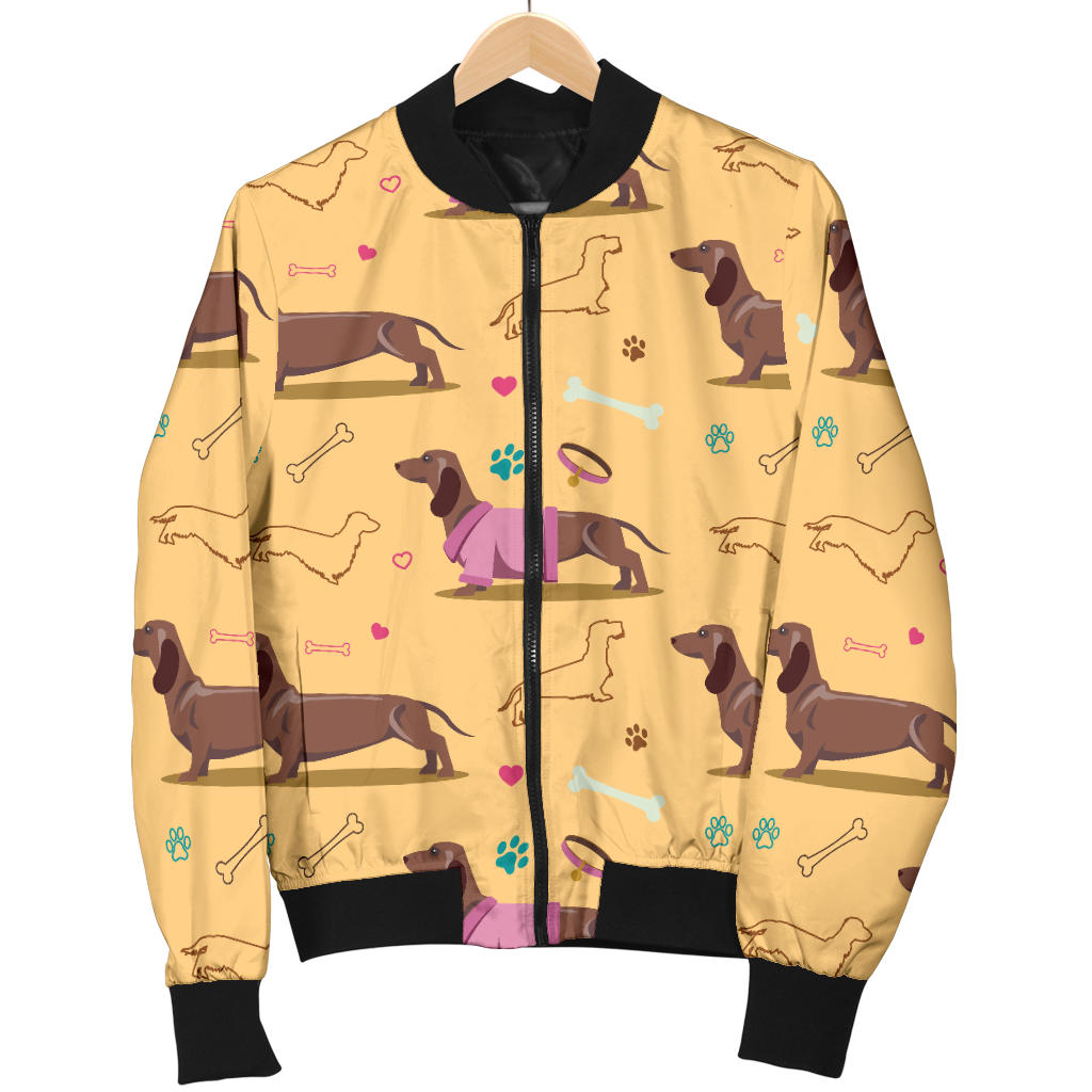 Dachshund Pattern Print Design 07 Men Bomber Jacket