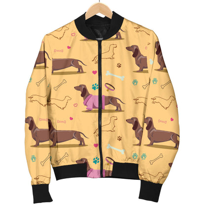 Dachshund Pattern Print Design 07 Men Bomber Jacket