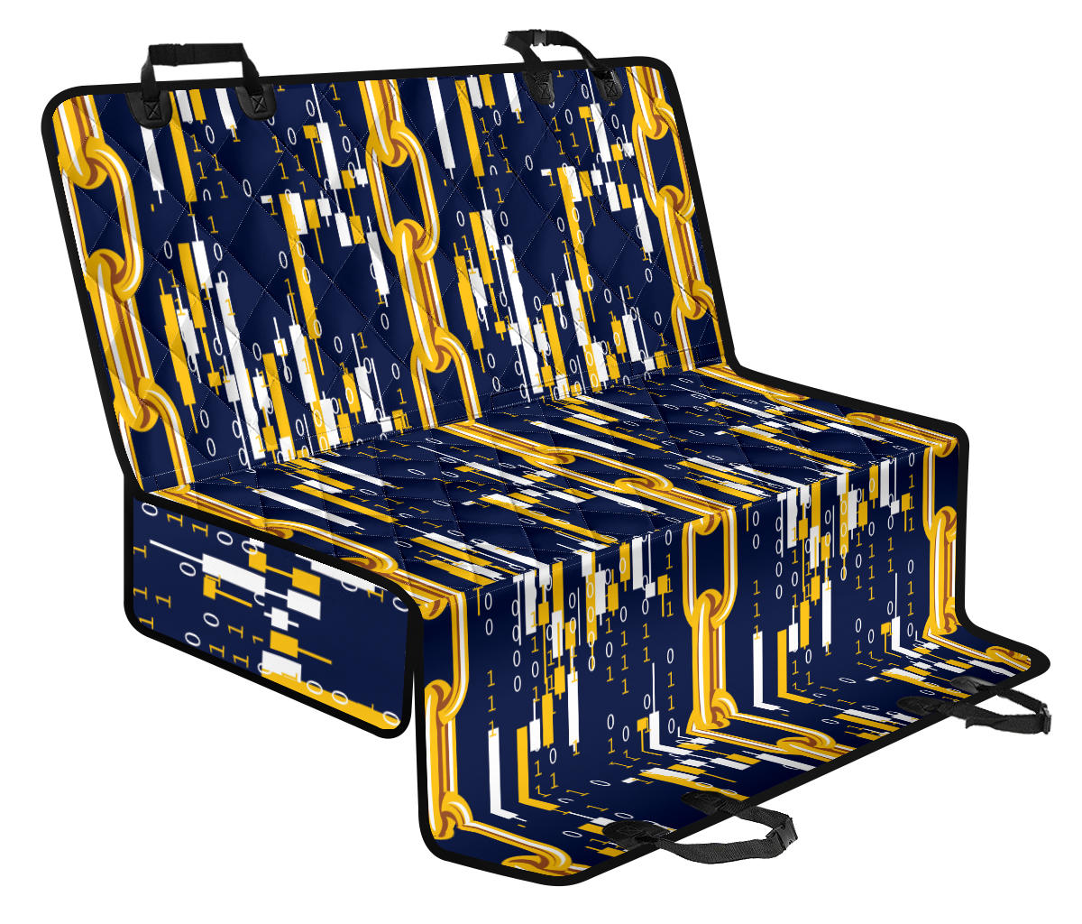Cryptocurrency Chain Pattern Print Design 03 Rear Dog Car Seat Cover Hammock