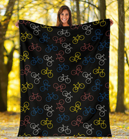 Bicycle Pattern Print Design 03 Premium Blanket
