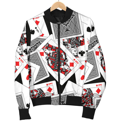 Poker Cards Pattern Print Design A04 Men Bomber Jacket