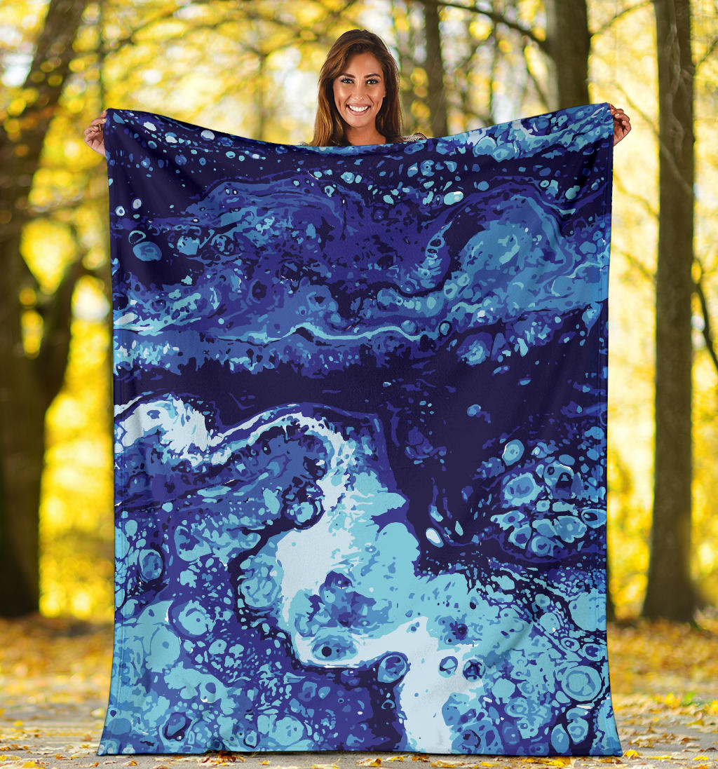 Ocean Liquid Pattern Print Design A03 Premium Blanket