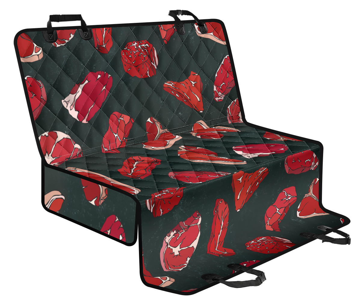 Meat Pattern Print Design 01 Rear Dog Car Seat Cover Hammock