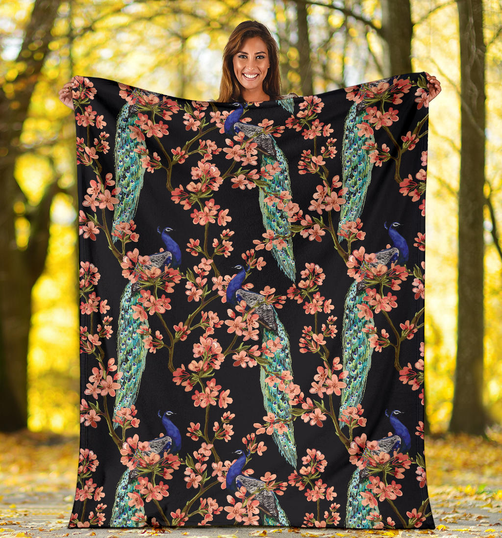 Peacock Pattern Print Design A01 Premium Blanket
