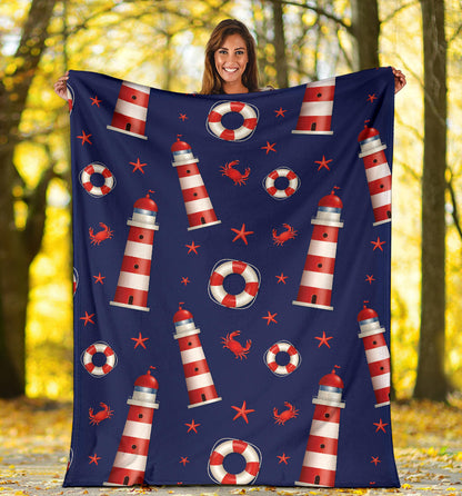 Nautical Pattern Print Design A03 Premium Blanket