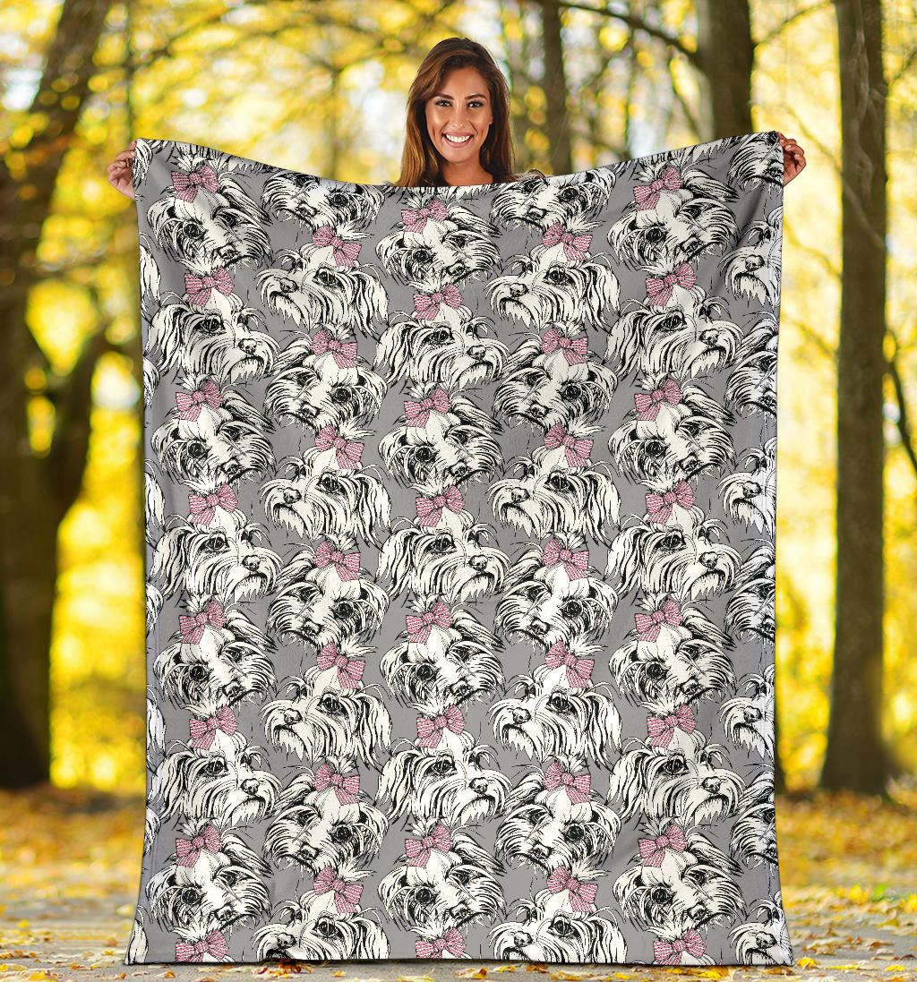 Maltese Pattern Print Design 01 Premium Blanket