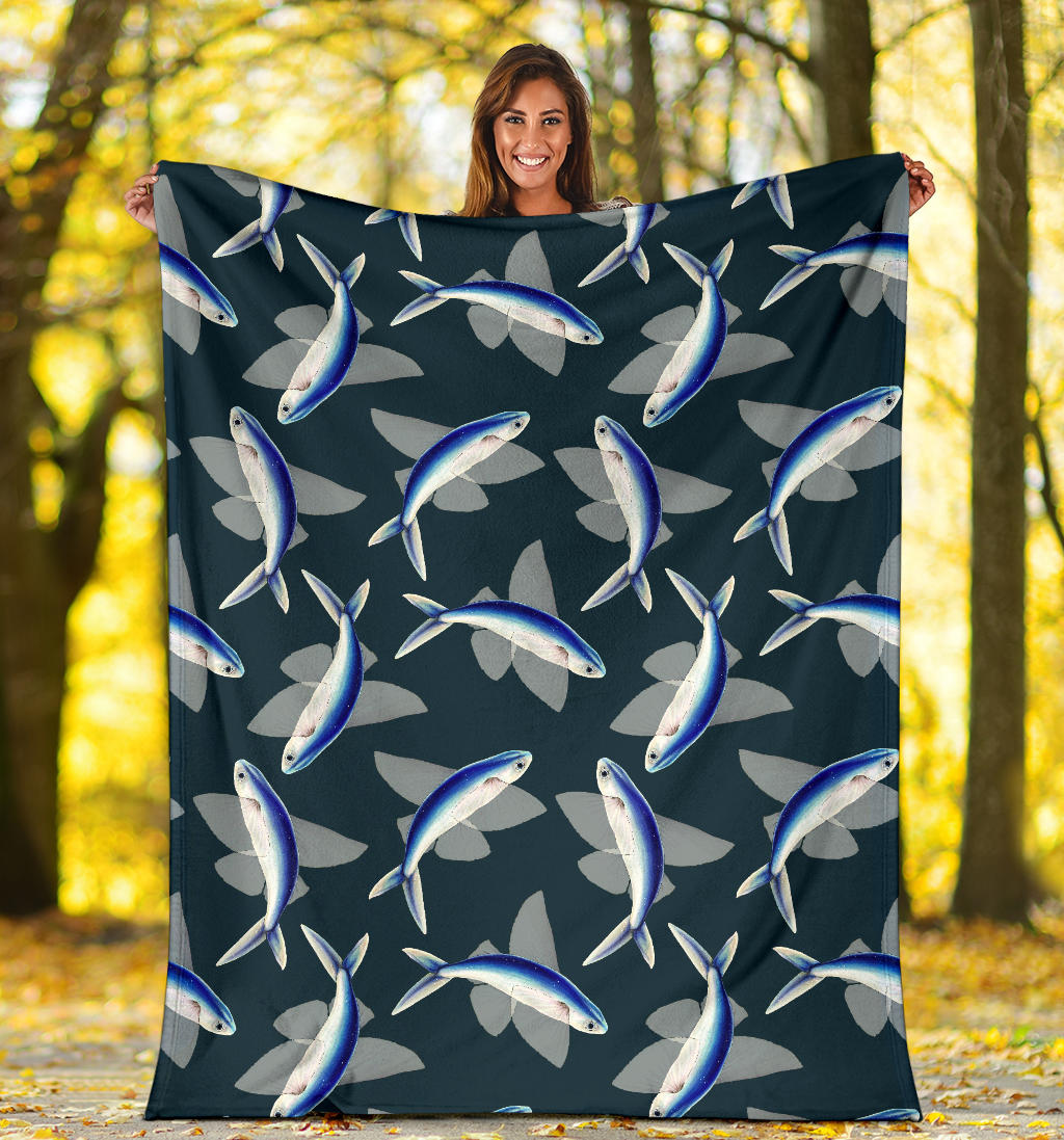 Flying Fish Pattern Print Design 04 Premium Blanket
