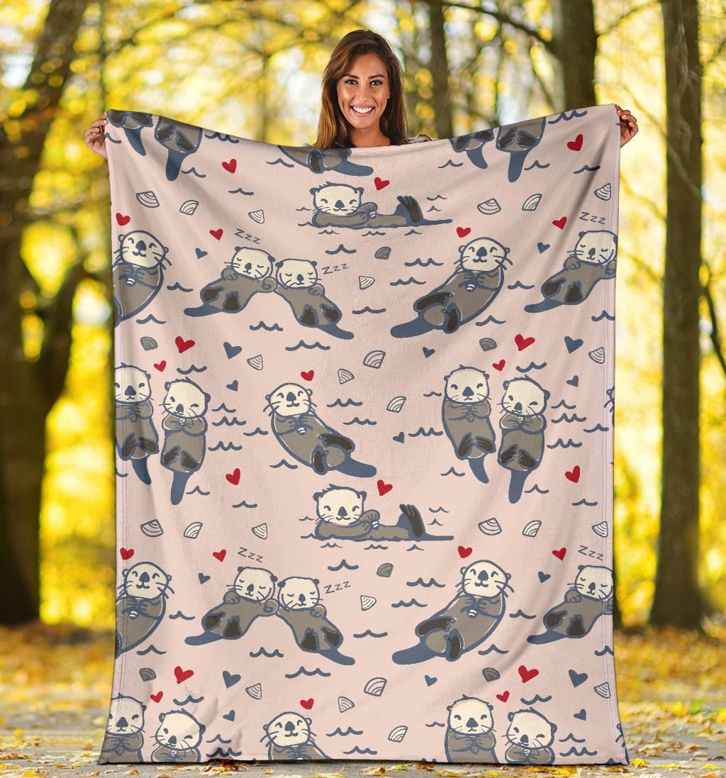 Sea Otter Pattern Print Design 02 Premium Blanket