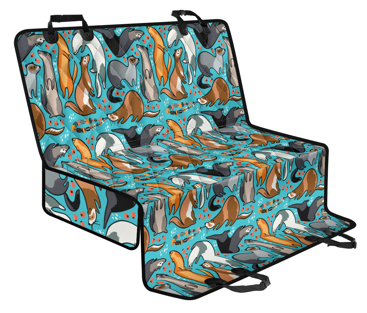 Ferret Pattern Print Design 03 Rear Dog Car Seat Cover Hammock