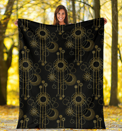 Moon Boho Style Pattern Print Design 01 Premium Blanket