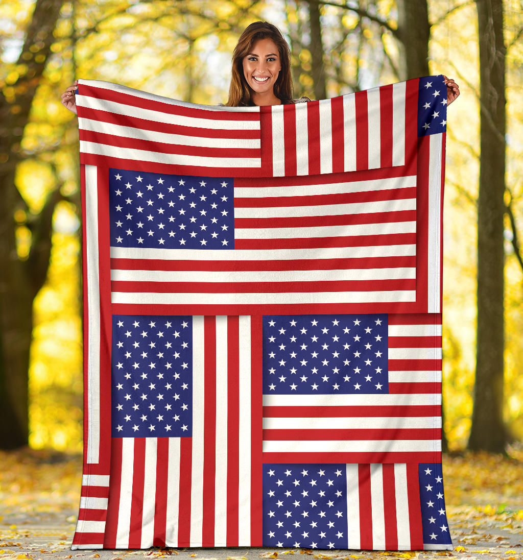 Patriotic US Flag Pattern Print Design A01 Premium Blanket