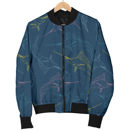Swordfish Pattern Print Design 02 Men Bomber Jacket