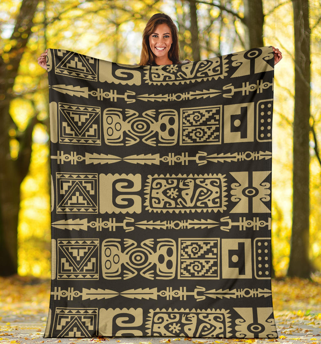 Mayan Pattern Print Design 03 Premium Blanket